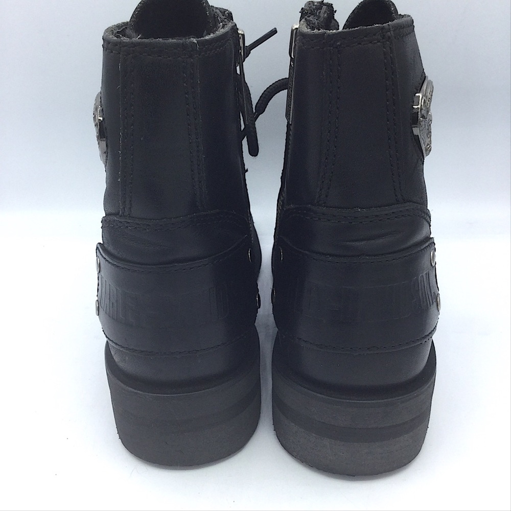 Harley Davidson Black Leather Riding Combat Boots - Picture 3 of 8
